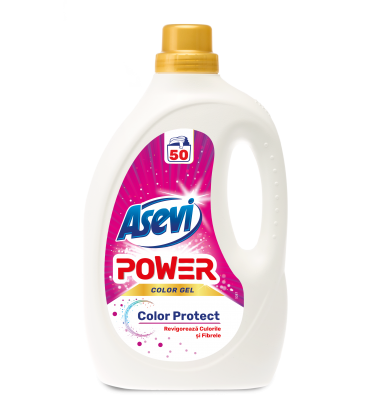 Detergent concentrat de rufe, Asevi Power Color Protect, 2.5 L, 50 spalari