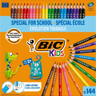 Creioane colorate Kids Evolution Triangle, ECOlutions 144 buc/set Bic