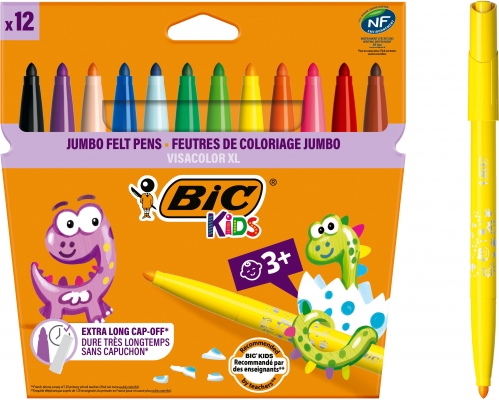 Carioci lavabile, Visa Color XL, 12 buc/set, Bic 