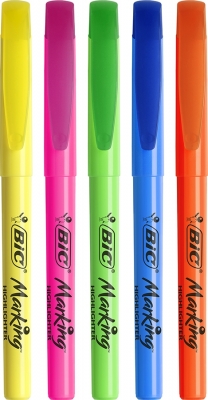 Evidentiatoare Brite Liner Highlighter, varf tesit, reglabil, diverse culori, blister 5 buc/set BIC