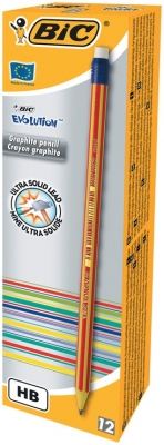 Creion cu guma Evolution Stripes 646, 12 buc/cutie Bic