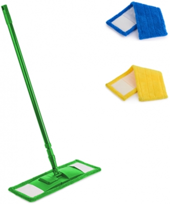 Set mop plat microfibra color, coada metalica 110 cm