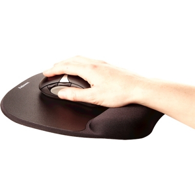 Mousepad din spuma cu memorie si cu suport pentru incheietura, negru, Fellowes 