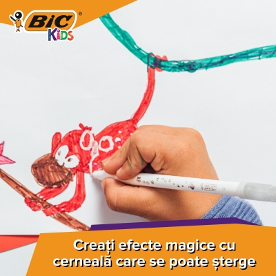 Carioci colorate lavabile Colour & Erase 12 buc/set Bic