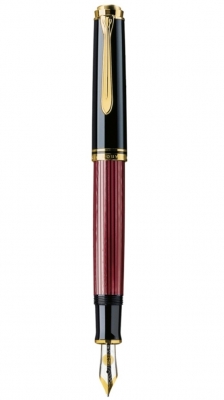 Stilou Souveran M600 B, penita aur 14k, accesorii placate cu aur, corp negru-rosu Pelikan