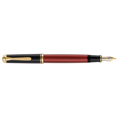 Stilou Souveran M600 B, penita aur 14k, accesorii placate cu aur, corp negru-rosu Pelikan