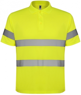 Tricou polo tehnic Hi-Vis Polaris, pentru barbati, Galben Fluorescent, Roly
