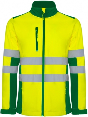 Jacheta soft shell Hi-Vis Antares, pentru barbati, Verde Gradina/Galben Fluorescent, Roly 