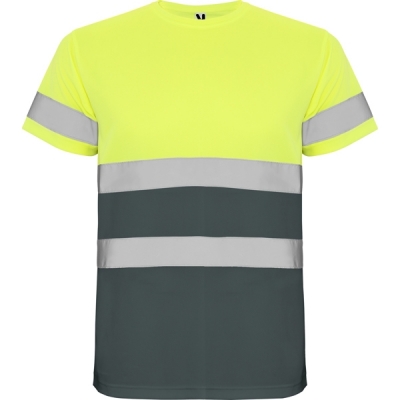 Tricou tehnic Hi-Vis Delta, pentru barbati, Plumb/Galben Fluorescent, Roly