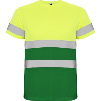 Tricou tehnic Hi-Vis Delta, pentru barbati, Verde Gradina/Galben Fluorescent, Roly