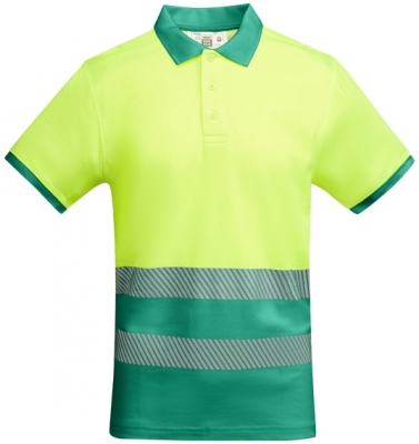 Tricou polo tehnic Hi-Vis Atrio, pentru barbati, Verde Gradina/Galben Fluorescent, Roly