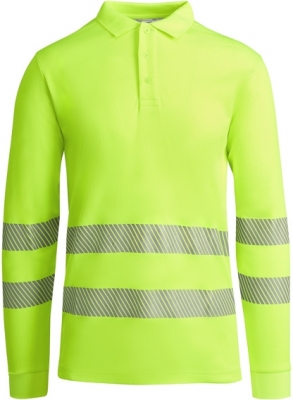 Tricou polo tehnic cu maneca lunga Hi-Vis Atrio L/S, pentru barbati, Galben Fluorescent, Roly