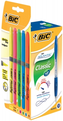 Pix 12 bucati Atlantis Classic + 5 evidentiatoare Brite Liner Bic