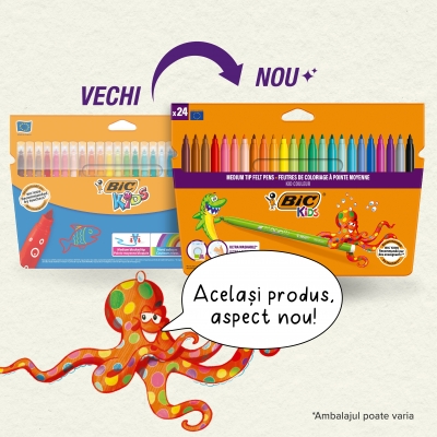 Carioci colorate ultralavabile Kid Couleur 18 buc/set Bic