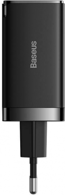 Incarcator retea Baseus GaN5 PRO, Quick Charge 65W, 2 porturi USB PD, 1 port USB Quick Charge, include cablu USB -C la USB-C de 100W, lungime 1m, negru