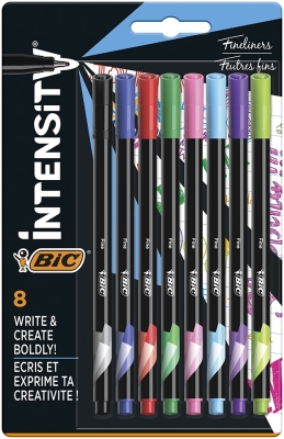 Finelinere Intensity Fine, 0.4 mm, diverse culori, blister 8 buc/set BIC