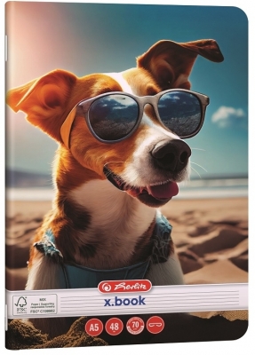 Caiet A5, 48 file, dictando, colturi rotunjite, motiv Cool Dog, diverse modele