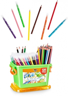 Set de colorat BIC, My Colouring Basket, 60 markere de colorat, 60 creioane de colorat