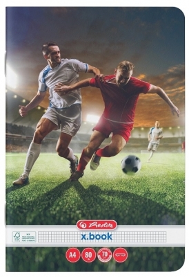Caiet A4, 80 file, matematica, colturi rotunjite, Fotbal, 5 buc/set Herlitz