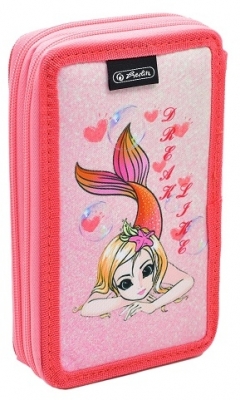 Penar neechipat, 2 fermoare, Herlitz, motiv Mermaid