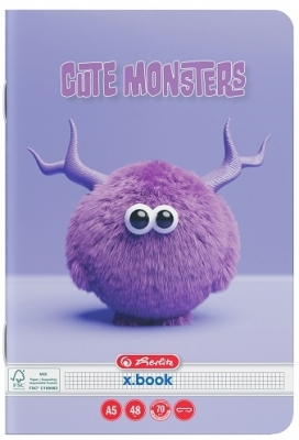Caiet A5, 48 file, patratele, Cute Monster, Herlitz, diverse modele