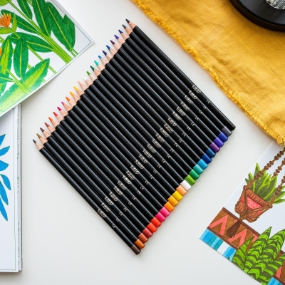 Creioane colorate din lemn, mina ultra-rezistenta, 12 culori/set, BIC Intensity Premium 