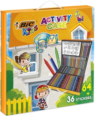 Set coloriaj Kids Activity Case, diverse culori si instrumente, 100 buc/pachet BIC