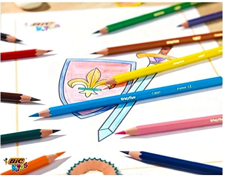 Set mixt coloriaj, creioane colorate Evolution si markere de colorat Kid Couleur, 18 + 12 bucati/set, Bic