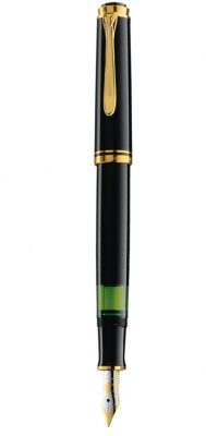 Stilou Souveran M400 EF, penita aur 14k, accesoriile placate cu aur, corp negru Pelikan