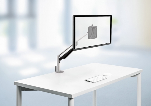 Suport extensibil monitor, clema VESA, arcuri pe gaz, 2 parti, argintiu Clu II C Novus