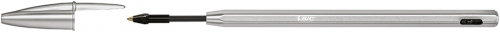 Pix Cristal Re'New, 1.0 mm, negru, corp din metal, cutie, 1 pix si 2 rezerve Bic 