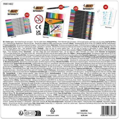 Kit caligrafice BIC Intensity 20 de finelinere, 12 markere Dual Tip, 12 linere