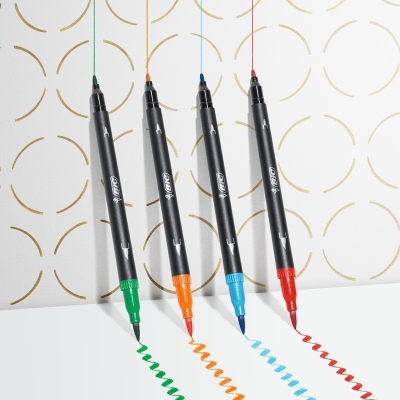 Kit caligrafice BIC Intensity 20 de finelinere, 12 markere Dual Tip, 12 linere