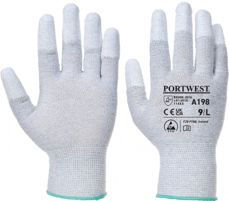 Manusi antistatice cu PU Fingertip, Gri, Portwest