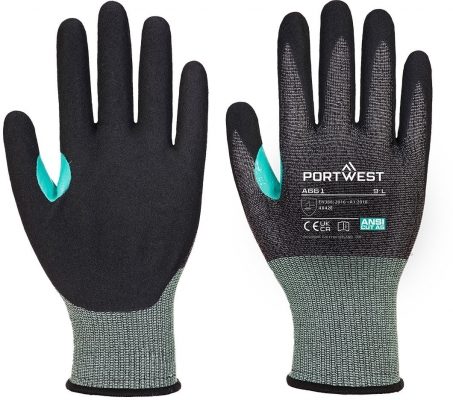 Manusa CS Cut E18 nitril Portwest, rezistenta la taiere, negru