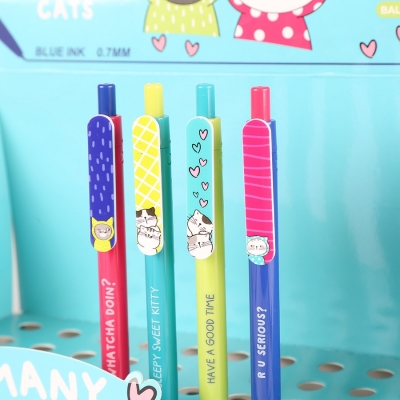 Pix retractabil, So many cats, albastru, 0.7mm, 40 buc/display M&G