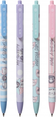 Pix retractabil M&G, So many cats, corp pastel, albastru, 0.5mm, diverse culori