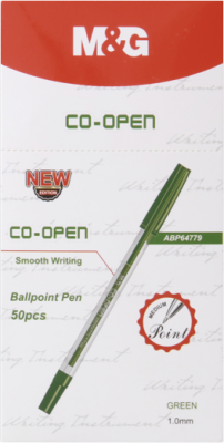 Pix cu bila M&G, CO-OPEN, verde, 1.0mm, 50 buc/display