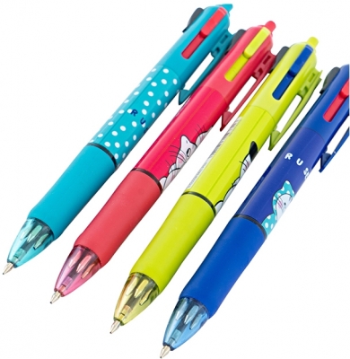 Pix retractabil 4 in 1 , So many cats, cu grip de cauciuc, negru/albastru/rosu/verde, 0.7mm, 36 buc/set M&G