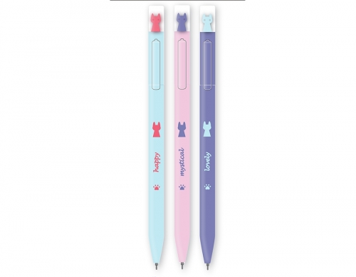 Pix retractabil cu totemuri pisicute, Adorable pet, albastru, 0.7mm, 50 buc/set M&G