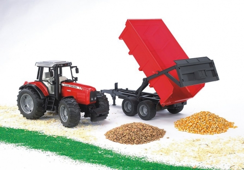 Jucarie Tractor Massey Ferguson 7480 cu remorca basculanta Bruder