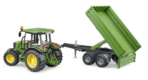 Jucarie Tractor John Deere 5115M cu remorca basculabila Bruder