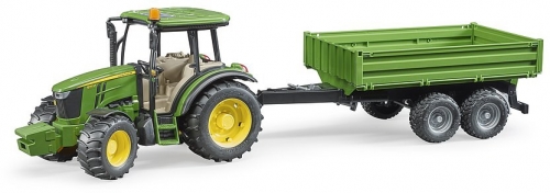 Jucarie Tractor John Deere 5115M cu remorca basculabila Bruder
