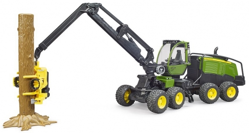 Jucarie Tractor forestier John Deere 1270G cu 1 bustean Bruder