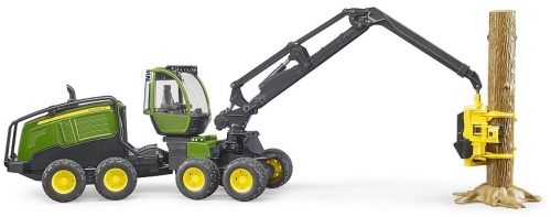 Jucarie Tractor forestier John Deere 1270G cu 1 bustean Bruder