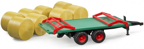 Set de joaca Remorca transport baloti cu 8 baloti rotunzi Bruder