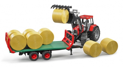 Set de joaca Remorca transport baloti cu 8 baloti rotunzi Bruder