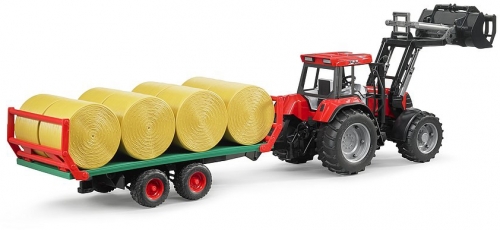 Set de joaca Remorca transport baloti cu 8 baloti rotunzi Bruder