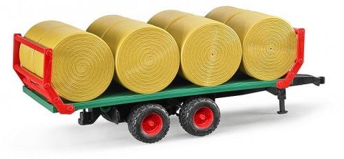 Set de joaca Remorca transport baloti cu 8 baloti rotunzi Bruder