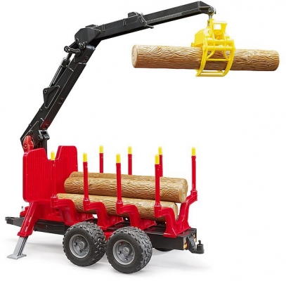 Set de joaca Remorca forestiera cu macara de incarcare si 4 busteni Bruder